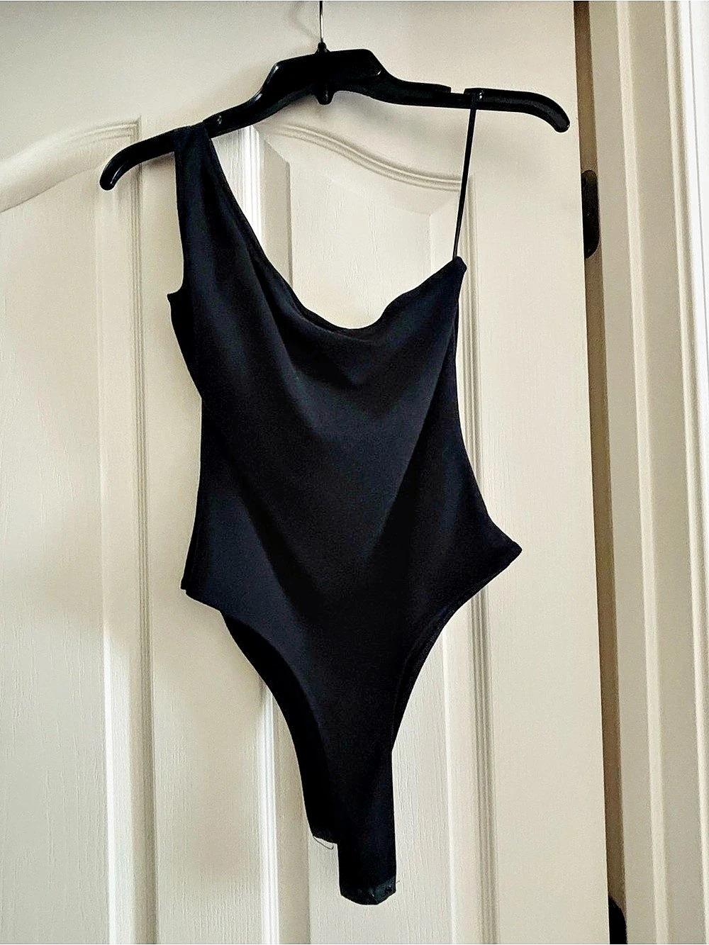 SHEIN Solid One Shoulder Bodysuit Black One-Piece  Size Medium Like New